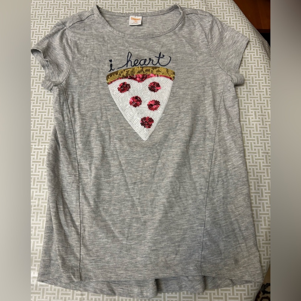 Girl’s Gymboree I Love Pizza Casual Short Sleeve T-Shirt Summer Spring Size 7/8